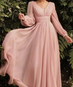 Cinderella Divine - Bishop Sleeve Chiffon Evening Dress CD0192 Formal Gowns