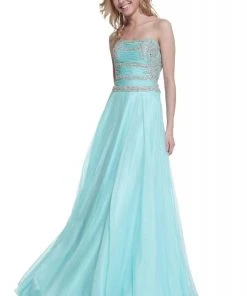 Cinderella Divine - C205 Beaded Strapless A-Line Gown Formal Gowns