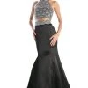 Cinderella Divine - C241 Two Piece Beaded Satin Mermaid Dress Formal Gowns