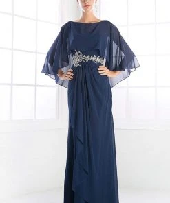 Cinderella Divine - C289 Pleated Embellished Long Sheath Dress