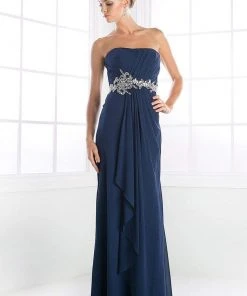 Cinderella Divine - C289 Pleated Embellished Long Sheath Dress 7 Cinderella Divine - C289 Pleated Embellished Long Sheath Dress