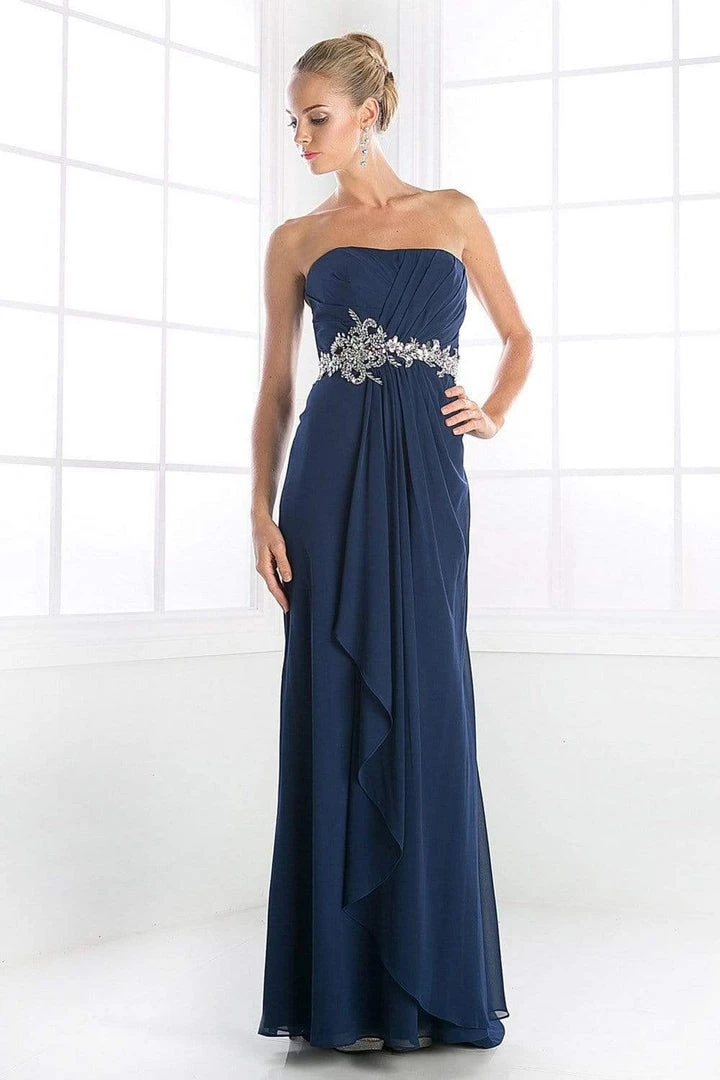 Cinderella Divine - C289 Pleated Embellished Long Sheath Dress 5 Cinderella Divine - C289 Pleated Embellished Long Sheath Dress