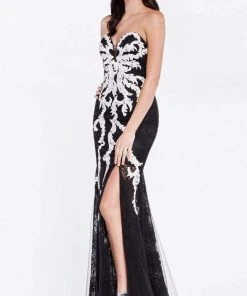 Formal Gowns Cinderella Divine - C37 Strapless Sweetheart Trumpet Dress With Slit