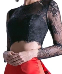 Cinderella Divine - CA318 Two Piece Lace Mikado Ruffled Mermaid Dress Formal Gowns