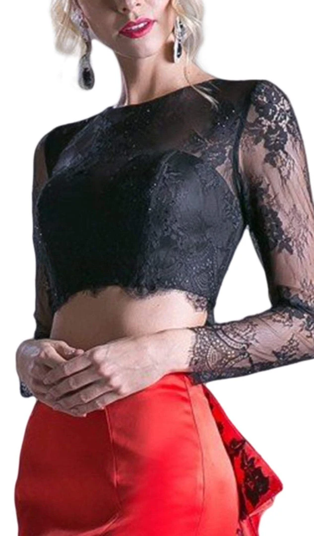 Cinderella Divine - CA318 Two Piece Lace Mikado Ruffled Mermaid Dress Formal Gowns 4 Cinderella Divine - CA318 Two Piece Lace Mikado Ruffled Mermaid Dress Formal Gowns