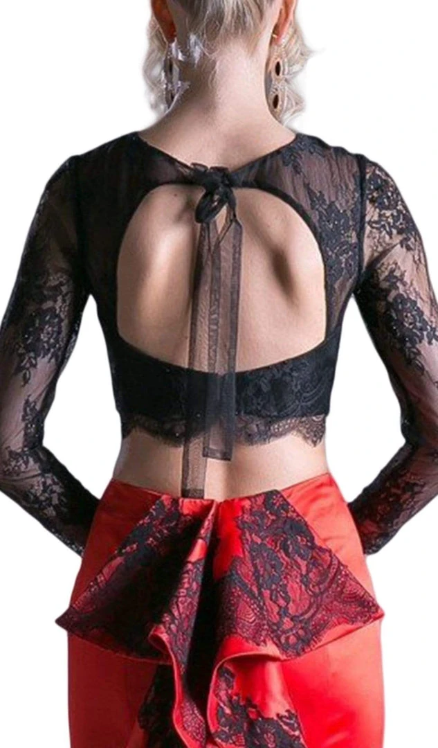 Cinderella Divine - CA318 Two Piece Lace Mikado Ruffled Mermaid Dress Formal Gowns 5 Cinderella Divine - CA318 Two Piece Lace Mikado Ruffled Mermaid Dress Formal Gowns