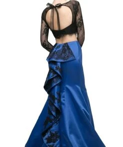 Cinderella Divine - CA318 Two Piece Lace Mikado Ruffled Mermaid Dress Formal Gowns 9 Cinderella Divine - CA318 Two Piece Lace Mikado Ruffled Mermaid Dress Formal Gowns