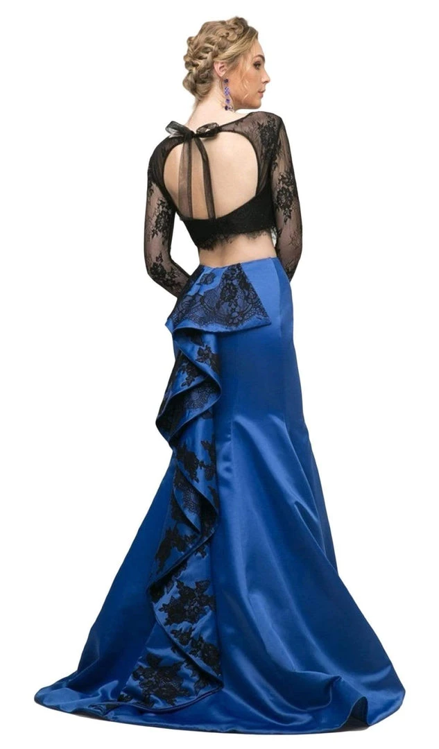 Cinderella Divine - CA318 Two Piece Lace Mikado Ruffled Mermaid Dress Formal Gowns 6 Cinderella Divine - CA318 Two Piece Lace Mikado Ruffled Mermaid Dress Formal Gowns