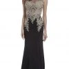 Cinderella Divine - Cap Sleeve Illusion Bateau Metallic Lace Evening Gown