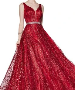 Formal Gowns Cinderella Divine - CB0028 Glitter Beaded Embellished Sleeveless Gown