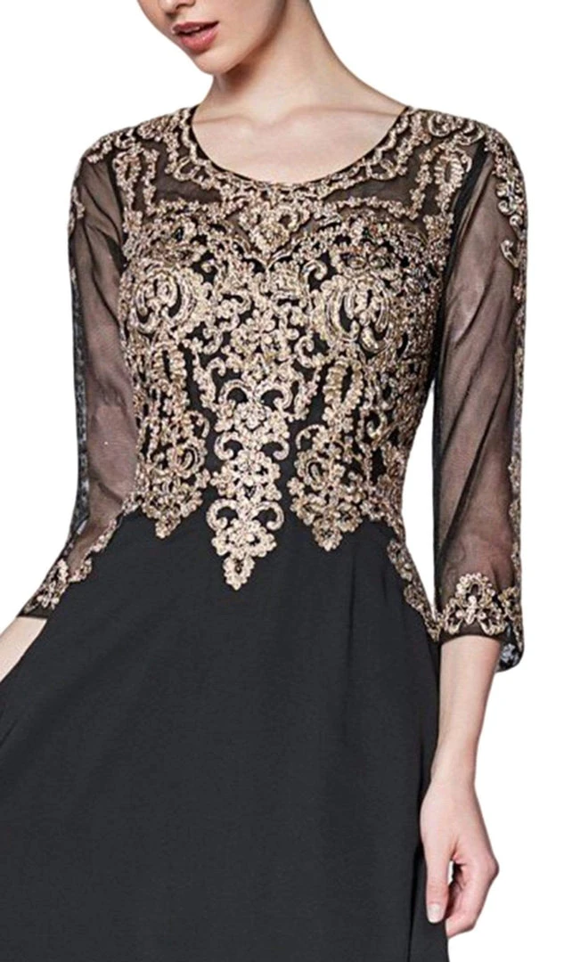 Cinderella Divine - CD0129 Appliqued Bodice Flowy A-Line Gown 4 Cinderella Divine - CD0129 Appliqued Bodice Flowy A-Line Gown