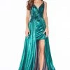 Cinderella Divine - CD0151 A-Line Metallic Dress With Mini Skirt Formal Gowns