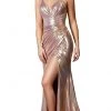 Formal Gowns Cinderella Divine - CD164 Sleeveless Fitted Metallic Lame Evening Gown