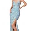 Cinderella Divine - CD175 Sequined Deep V-neck Sheath Dress Formal Gowns 1 Cinderella Divine - CD175 Sequined Deep V-neck Sheath Dress Formal Gowns