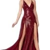 Cinderella Divine - CD915 Sequined Double Slit Long Gown