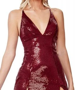 Cinderella Divine - CD915 Sequined Double Slit Long Gown