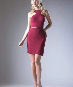 Cocktail Dresses Cinderella Divine - CF076S Sleeveless Halter Neck Cocktail Dress