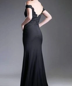 Cinderella Divine - CF158 Off Shoulder Stretch Crepe Satin Gown