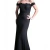 Cinderella Divine - CF158 Stretch Crepe Satin Off Shoulder Gown Formal Gowns