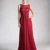 Cinderella Divine - CH525 Bateau Neckline Ruched Empire Waist Gown