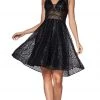 Cinderella Divine - CJ256-S V-Neck Metallic Glitter Cocktail Dress Cocktail Dresses