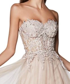Formal Gowns Cinderella Divine - CJ502 Strapless Illusion Corset Boned A-Line Gown 7 Formal Gowns Cinderella Divine - CJ502 Strapless Illusion Corset Boned A-Line Gown