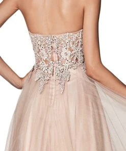 Formal Gowns Cinderella Divine - CJ502 Strapless Illusion Corset Boned A-Line Gown 9 Formal Gowns Cinderella Divine - CJ502 Strapless Illusion Corset Boned A-Line Gown