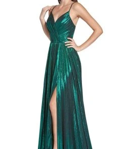 Cinderella Divine - CJ531 Plunging V-neck Pleated A-line Dress