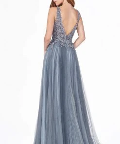 Cinderella Divine - CJ536 Lace Appliqued A-Line Evening Dress Formal Gowns 10 Cinderella Divine - CJ536 Lace Appliqued A-Line Evening Dress Formal Gowns