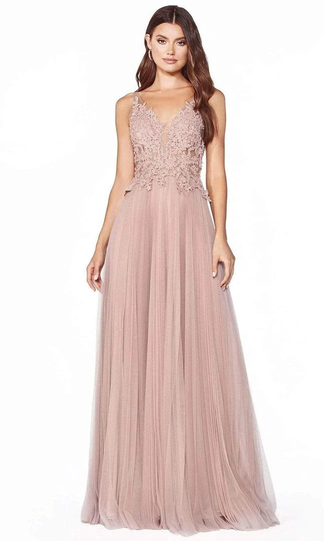 Cinderella Divine - CJ536 Lace Appliqued A-Line Evening Dress Formal Gowns 3 Cinderella Divine - CJ536 Lace Appliqued A-Line Evening Dress Formal Gowns
