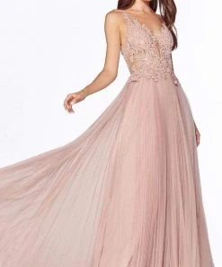 Cinderella Divine - CJ536 Lace Appliqued A-Line Evening Dress Formal Gowns 9 Cinderella Divine - CJ536 Lace Appliqued A-Line Evening Dress Formal Gowns
