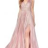 Cinderella Divine - CJ537 Deep V-neck Beaded A-line Gown Formal Gowns 2 Cinderella Divine - CJ537 Deep V-neck Beaded A-line Gown Formal Gowns