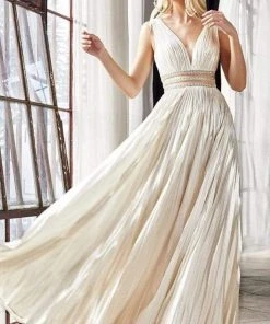 Cinderella Divine - CJ537 Deep V-neck Beaded A-line Gown Formal Gowns 11 Cinderella Divine - CJ537 Deep V-neck Beaded A-line Gown Formal Gowns