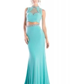 Cinderella Divine - CK20 Embellished Two Piece High Neck Trumpet Dress