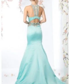 Cinderella Divine - CK31 Beaded Halter Neck Mermaid Dress Formal Gowns