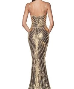 Cinderella Divine - CK848 Bedazzled V-neck Mermaid Dress Formal Gowns 8 Cinderella Divine - CK848 Bedazzled V-neck Mermaid Dress Formal Gowns