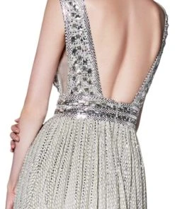 Formal Gowns Cinderella Divine - CK892 Plunging Geo-Beaded Bodice High Slit Gown 9 Formal Gowns Cinderella Divine - CK892 Plunging Geo-Beaded Bodice High Slit Gown