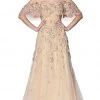 Formal Gowns Cinderella Divine - CK896 Floral Embellished Off-Shoulder A-line Gown