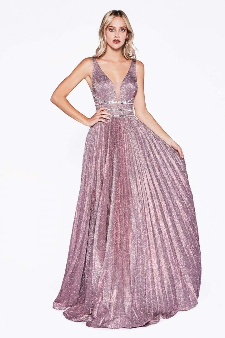 Formal Gowns Cinderella Divine - CM9061 Long Plunge Bodice Glitter Dress 6 Formal Gowns Cinderella Divine - CM9061 Long Plunge Bodice Glitter Dress