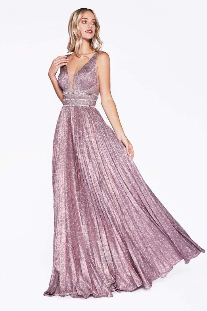 Formal Gowns Cinderella Divine - CM9061 Long Plunge Bodice Glitter Dress 8 Formal Gowns Cinderella Divine - CM9061 Long Plunge Bodice Glitter Dress