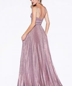 Formal Gowns Cinderella Divine - CM9061 Long Plunge Bodice Glitter Dress 12 Formal Gowns Cinderella Divine - CM9061 Long Plunge Bodice Glitter Dress