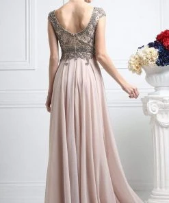 Cinderella Divine - CR721 Beaded V-Neck A-Line Dress Formal Gowns 5 Cinderella Divine - CR721 Beaded V-Neck A-Line Dress Formal Gowns