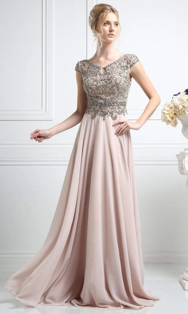 Cinderella Divine - CR721 Beaded V-Neck A-Line Dress Formal Gowns 3 Cinderella Divine - CR721 Beaded V-Neck A-Line Dress Formal Gowns