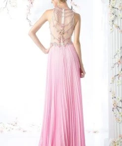 Cinderella Divine - CR742 Jewel-Ornate Pleated A-Line Gown