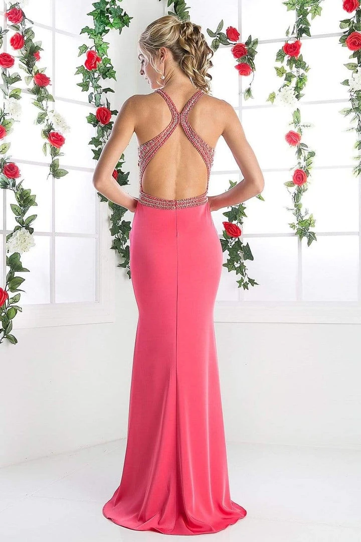 Cinderella Divine - CR752 Bead-Trimmed High Slit Long Gown 4 Cinderella Divine - CR752 Bead-Trimmed High Slit Long Gown