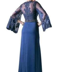 Formal Gowns Cinderella Divine - CR771 Embellished Scalloped V-neck Sheath Dress 8 Formal Gowns Cinderella Divine - CR771 Embellished Scalloped V-neck Sheath Dress