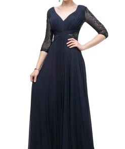 Cinderella Divine - CR785 Beaded Embroidered Empire Waist Long Dress Formal Gowns
