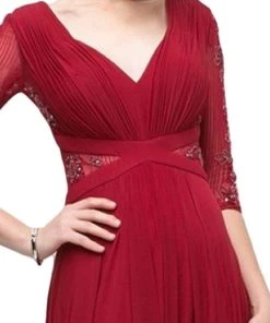 Cinderella Divine - CR785 Beaded Embroidered Empire Waist Long Dress Formal Gowns