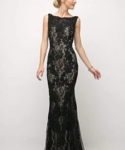 Cinderella Divine - CR788 Lace Bateau Trumpet Dress