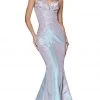 Cinderella Divine - CR824 Strapless Metallic Iridescent Mermaid Gown Formal Gowns